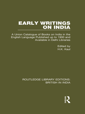 cover image of Early Writings on India